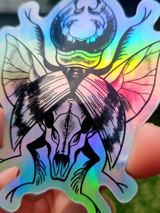 stag beetle holographic sticker