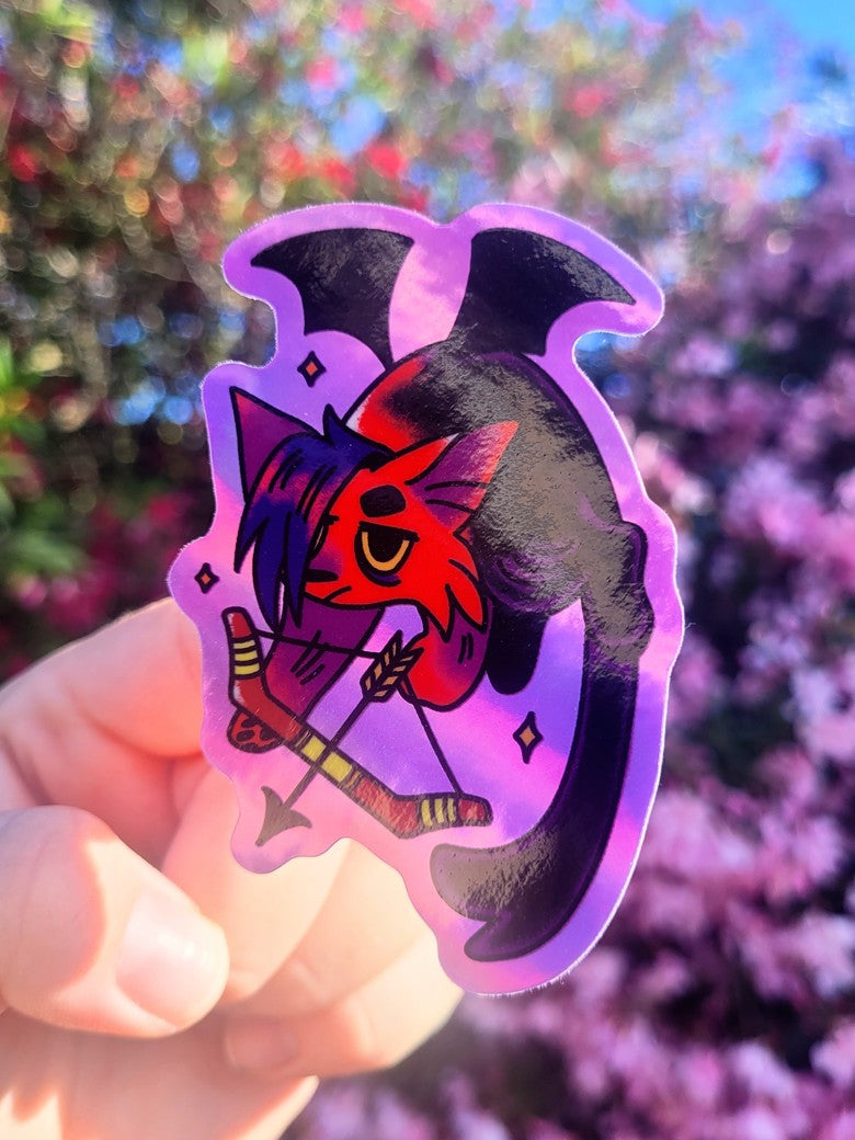 cupid & devil cats holographic stickers