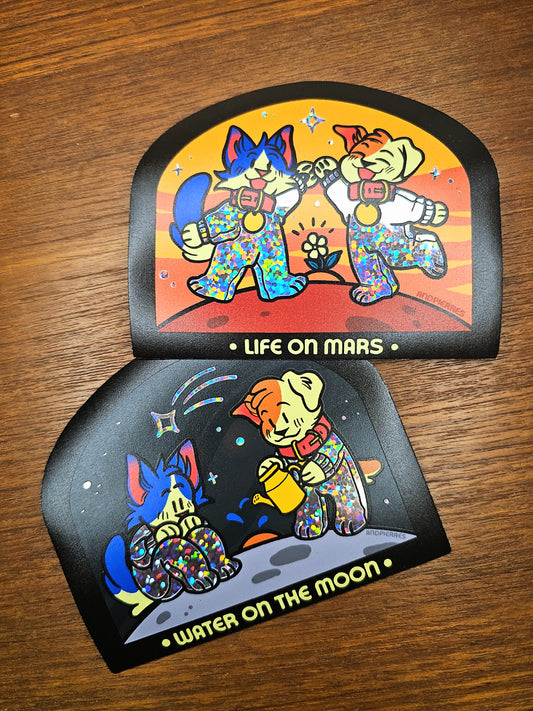 laika and felicette glitter stickers