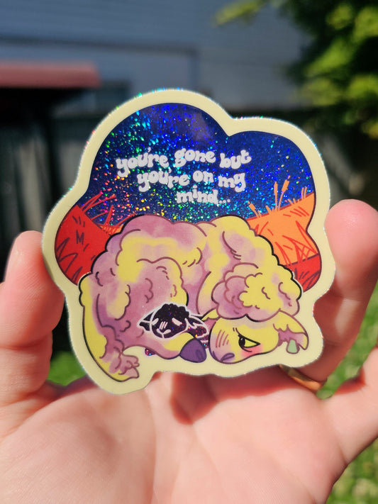 on my mind glitter sticker
