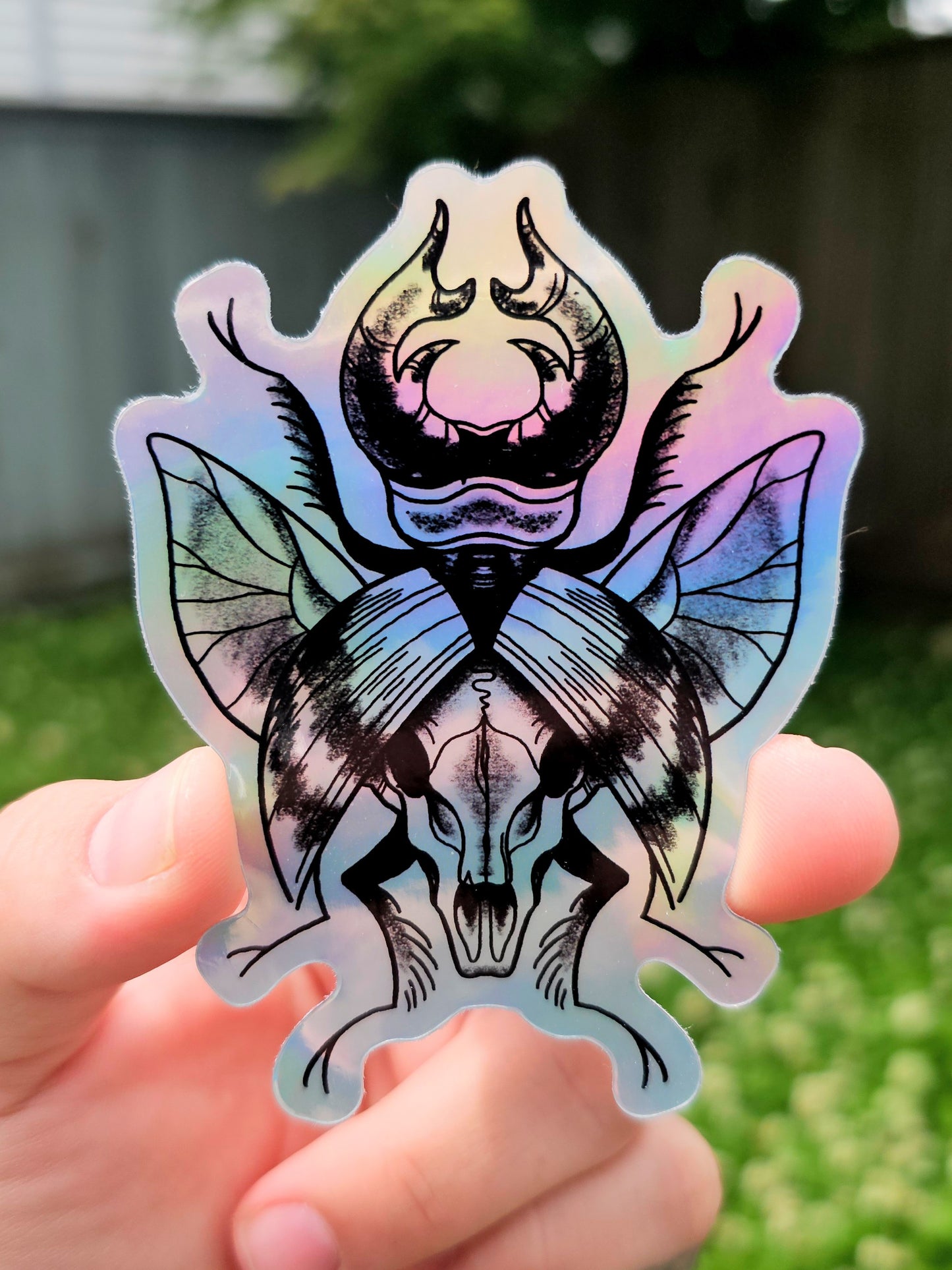 stag beetle holographic sticker