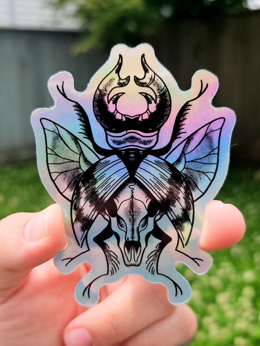 stag beetle holographic sticker