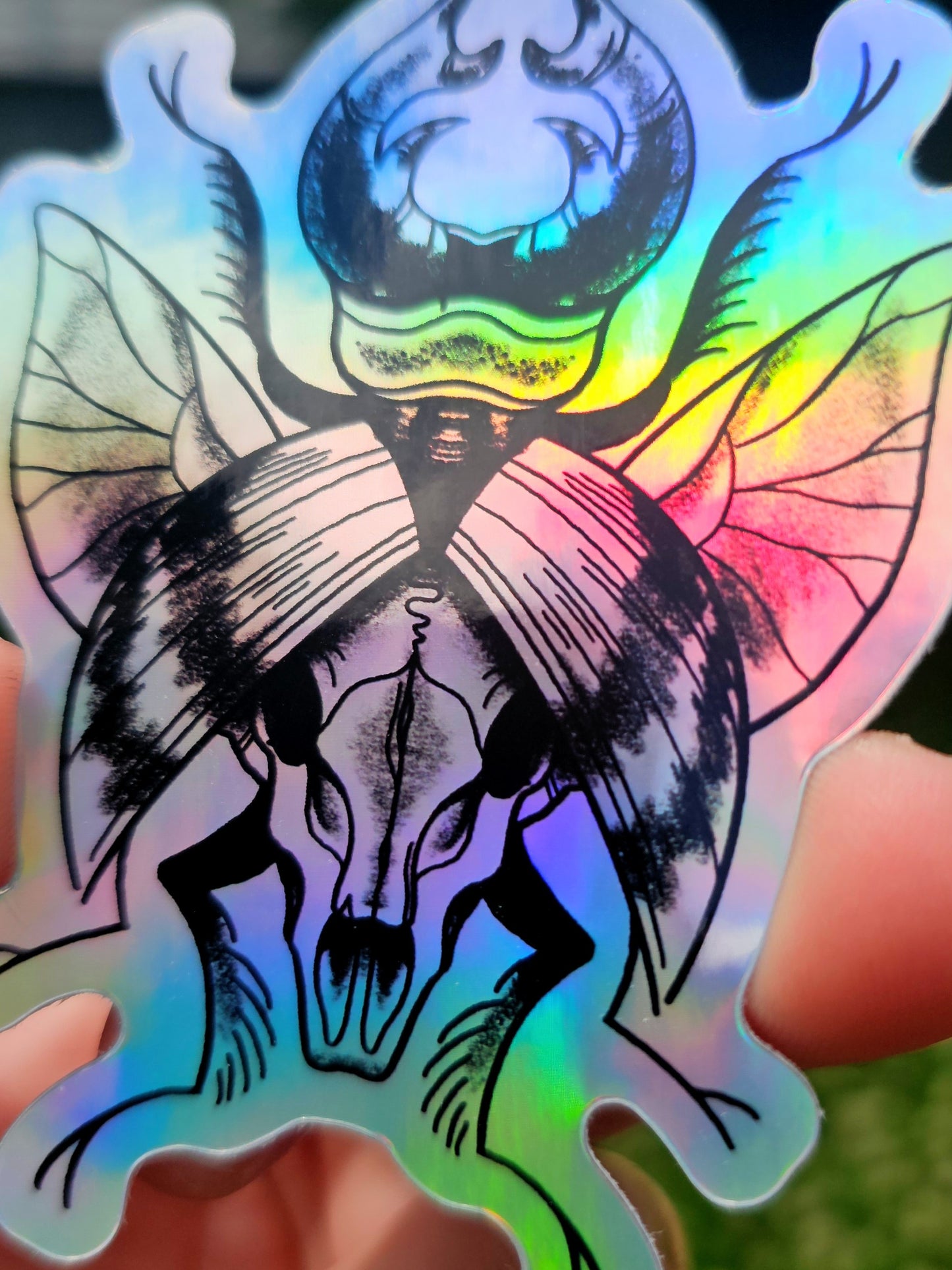 stag beetle holographic sticker