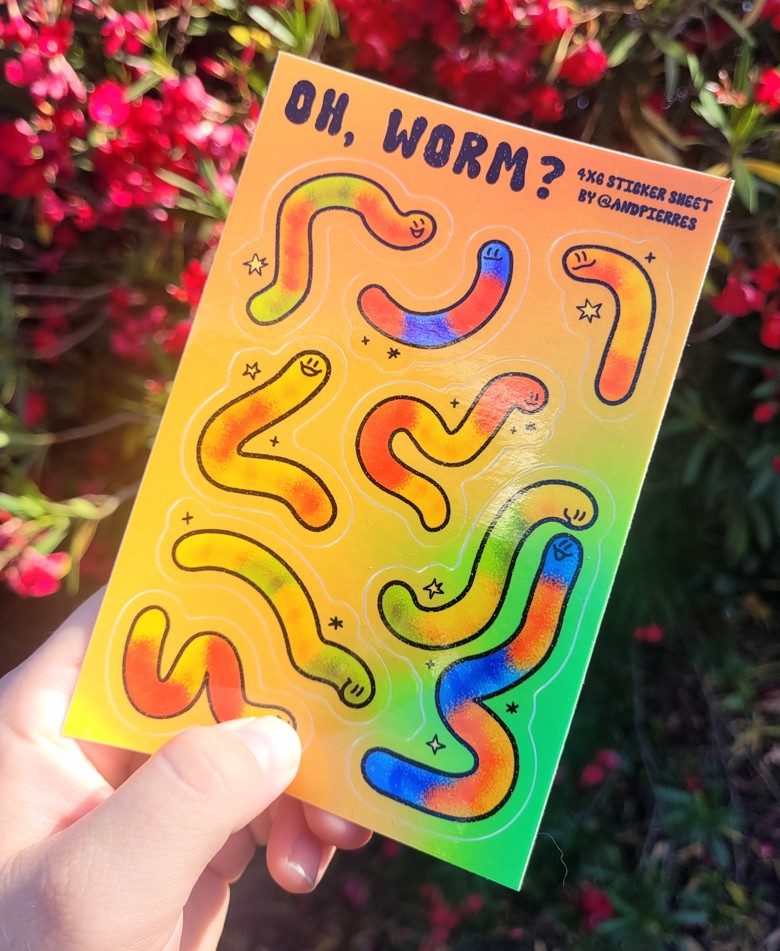 oh, worm? sticker sheet