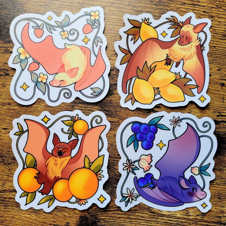 fruit bat transparent vinyl stickers