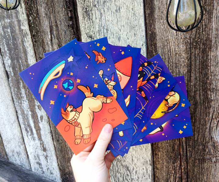 space animal postcards